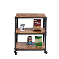 Mind Reader 30" Brown & Black 3-Tier Rolling Bar Cart
