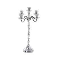 Silver Metal Traditional Candlestick Holders, 23" x 10" x 10"