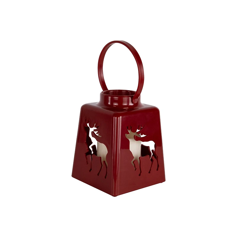 LED Lighted Tree Snowflake and Reindeer Christmas Candle Lanterns - 8" - Set of 3