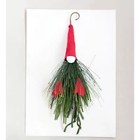Hello Honey® 21" Faux Pine & Red Fabric Gnome Wall Hanging