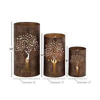 Brown Metal Eclectic Lantern Set