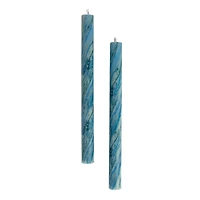 Hello Honey® 10" Blue Marbled Unscented Taper Candles, 2ct.