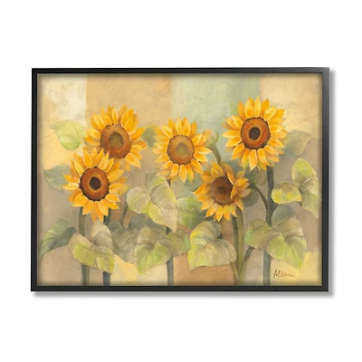 Stupell Industries Soft Vintage Sunflower Floral Field Yellow Green Framed Wall Art