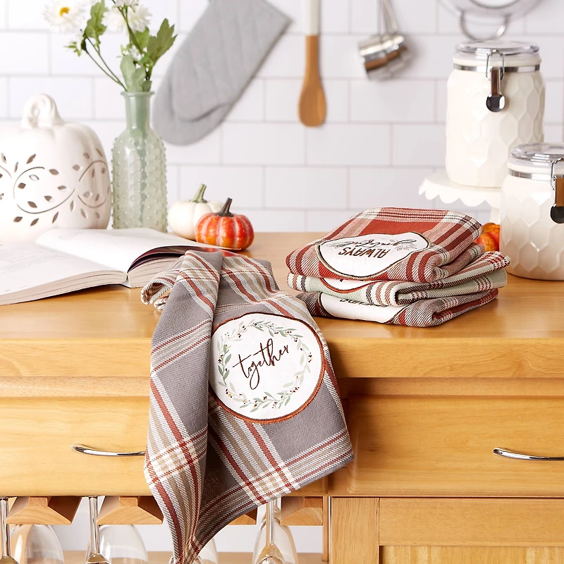 DII® Plaid Thanksgiving Cozy Picnic Dishtowel Set