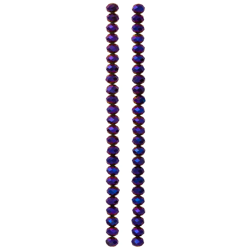 Amethyst Iridescent Glass Faceted Rondelle Beads, 6mm by Bead Landing™