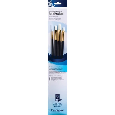 Princeton™ RealValue™ White Synthetic Taklon 4 Piece Brush Set