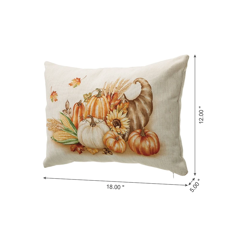 Glitzhome® Faux Burlap Thanksgiving Cornucopia Pillow