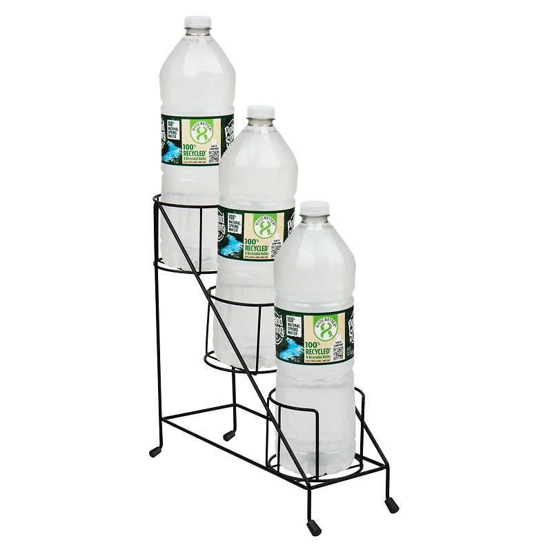 Mind Reader Alloy Collection Black 3-Compartment Graduated Bottle Stand