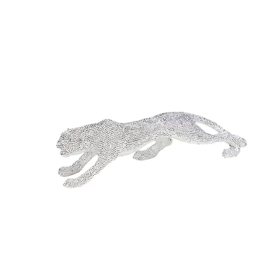23" Silver Glam Leopard Sculpture