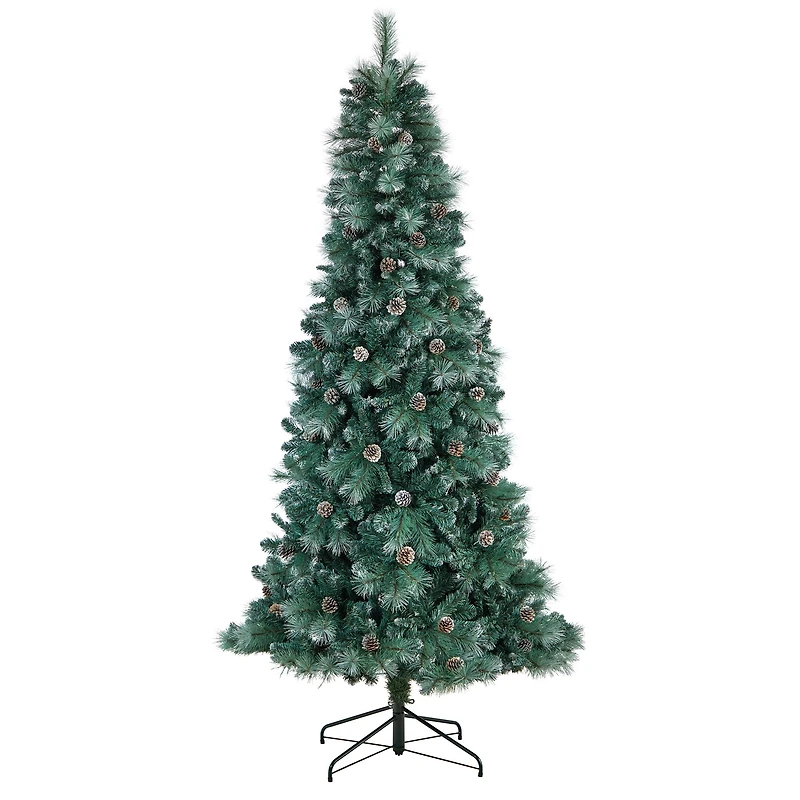 8ft. Pre-Lit Frosted British Columbia Mountain Pine Artificial Christmas Tree, Clear Lights