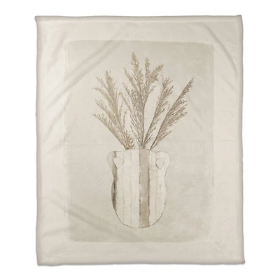 50" x 60" Pampas Jug Striped Coral Fleece Blanket