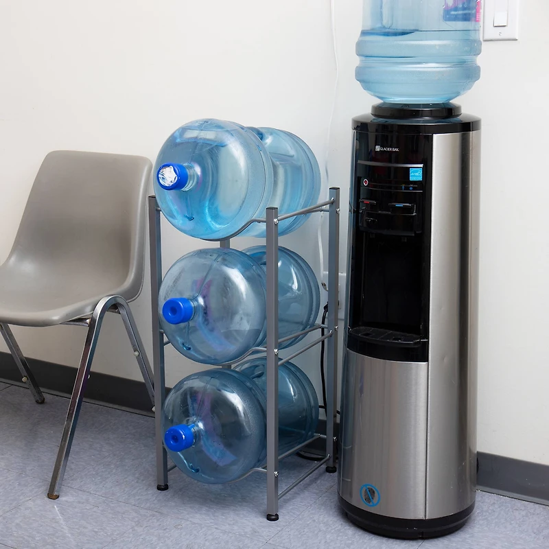 Mind Reader Silver 5-Gallon Water Bottle Jug Storage Rack