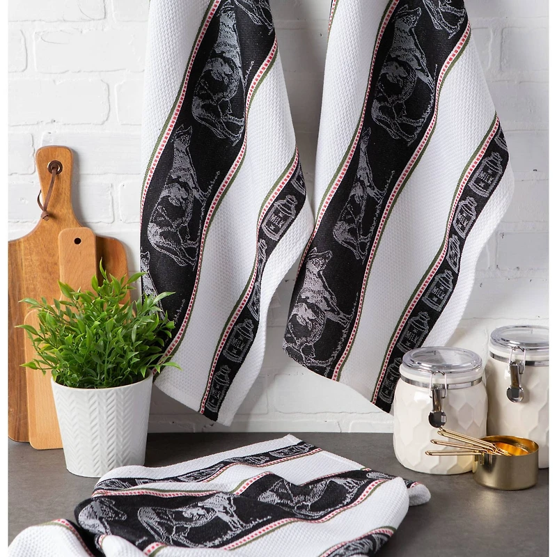 DII® Cow Jacquard Dishtowel, 3ct.