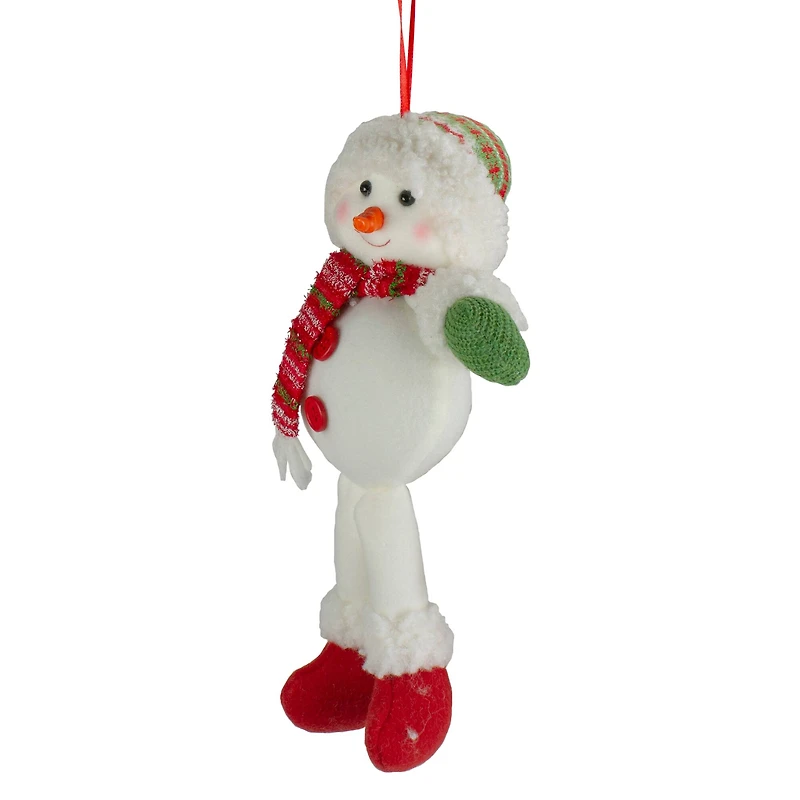 13" Jolly Smiling Plush Snowman Hanging Christmas Ornament