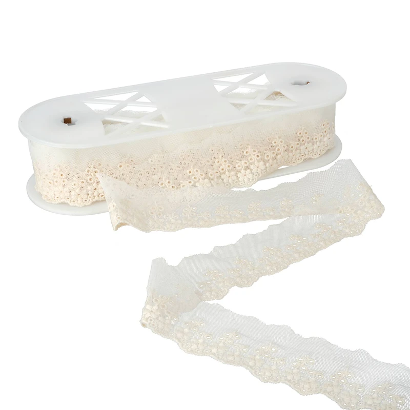 2.2" Ivory Embroidered Lace Trim by Celebrate It®