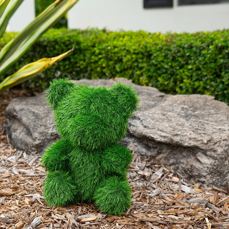 14in. UV Resistant Artificial Grass Garden Plush Topiary Bear (Indoor/Outdoor)