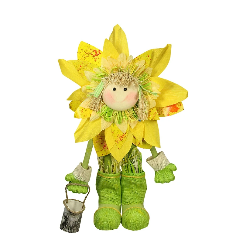 20.5" Yellow Spring Sunflower Girl Decorative Figure
