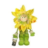 20.5" Yellow Spring Sunflower Girl Decorative Figure