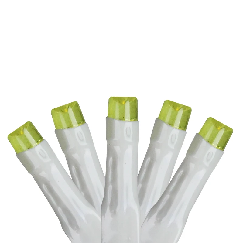 20ct. Green Battery Operated LED Wide Angle Christmas String Lights with White Wire