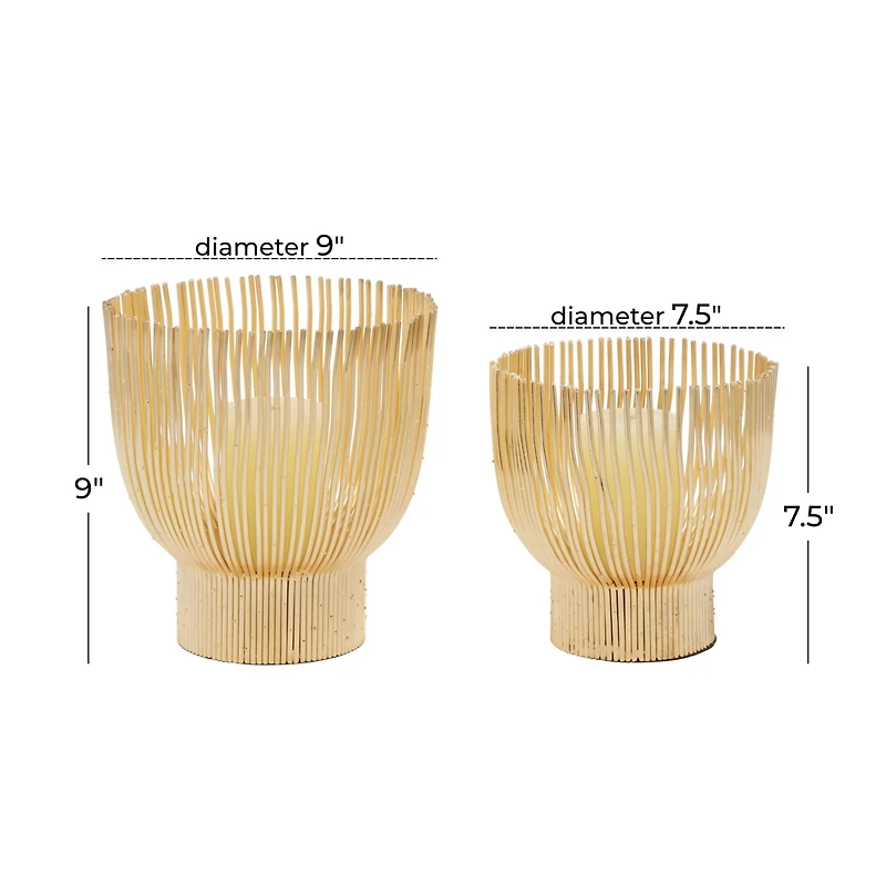 CosmoLiving by Cosmopolitan Set of 2 Gold Metal Candle Holder 9", 8"