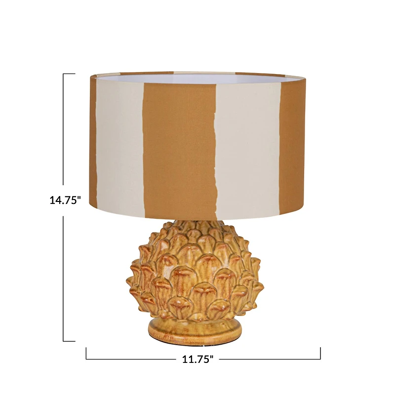 Hello Honey® 14.75" Mustard & Cream Artichoke Finial Stoneware Table Lamp, 2ct.