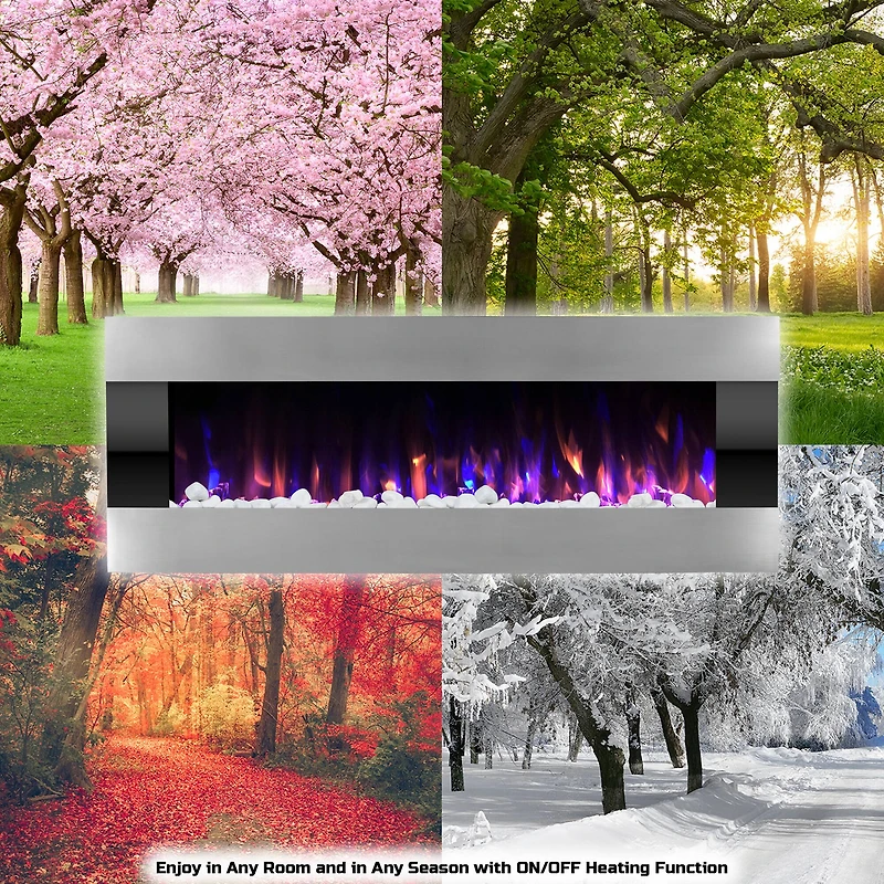 Hastings Home 54" Stainless Steel LED Fireplace