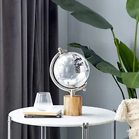 15" Silver Wood Globe