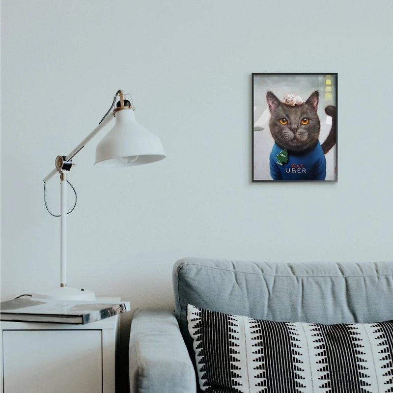 Stupell Industries Cat Taxi Ride Share Framed Giclee Textured Wall Art