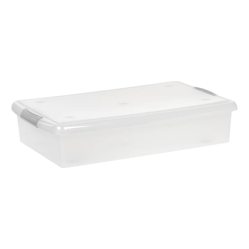 IRIS® 40qt. Clear Store & Slide Box with Lid & Gunsmoke Gray Latches
