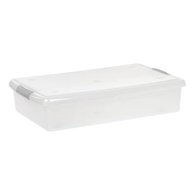 IRIS® 40qt. Clear Store & Slide Box with Lid & Gunsmoke Gray Latches