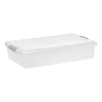 IRIS® 40qt. Clear Store & Slide Box with Lid & Gunsmoke Gray Latches