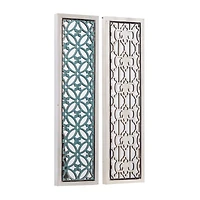 Set of 2 White Wood Glam Wall Decor, 12" x 43"
