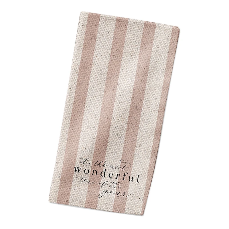 The Most Wonderful Time of the Year Red Stripes 10" x 10" Cotton Twill Napkin