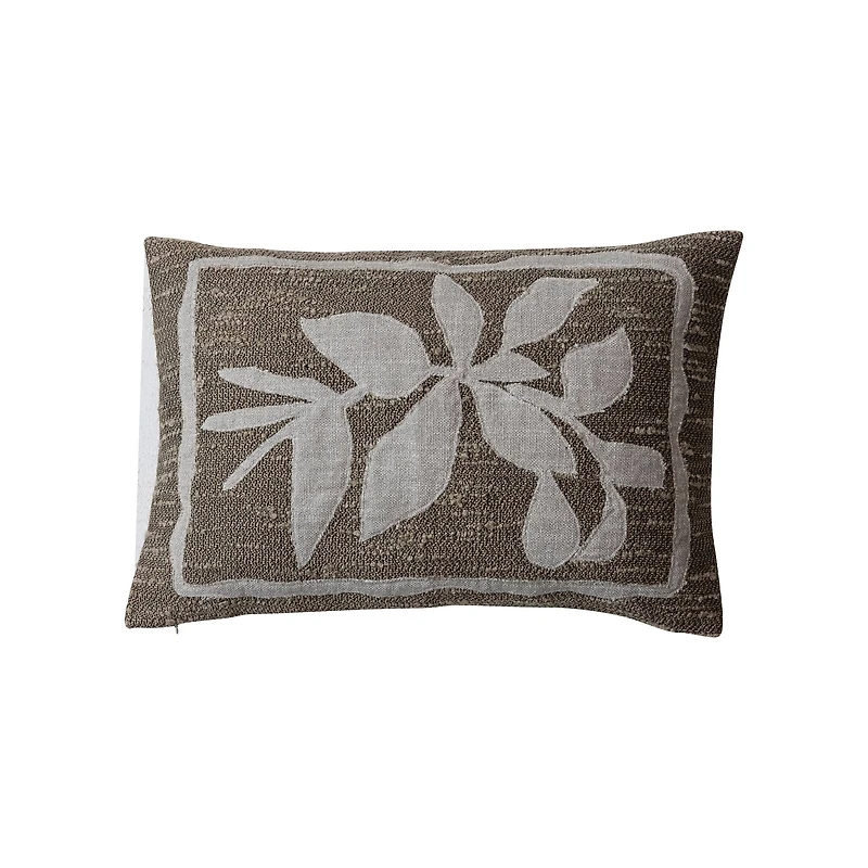 Hello Honey® 24" x 16" Brown & Tan Botanical Woven Indoor & Outdoor Lumbar Pillow