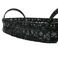 Hello Honey® 2.5ft. Black Hand-Woven Rattan Tray with Handles