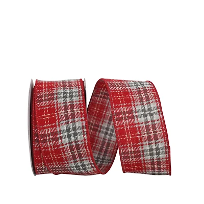 JAM Paper 2.5" x 10yd. Flannel Wired Edge Twill Plaid Ribbon