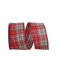 JAM Paper 2.5" x 10yd. Flannel Wired Edge Twill Plaid Ribbon