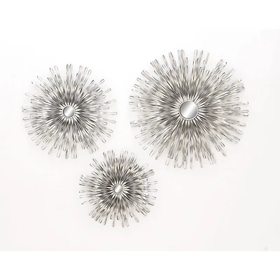 Silver Metal Modern Wall Décor Set, 18", 22" & 27"