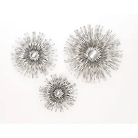 Silver Metal Modern Wall Décor Set, 18", 22" & 27"