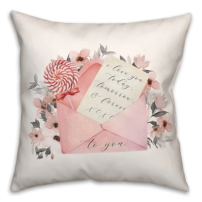 Watercolor Flowers & Love Letter Throw Pillow