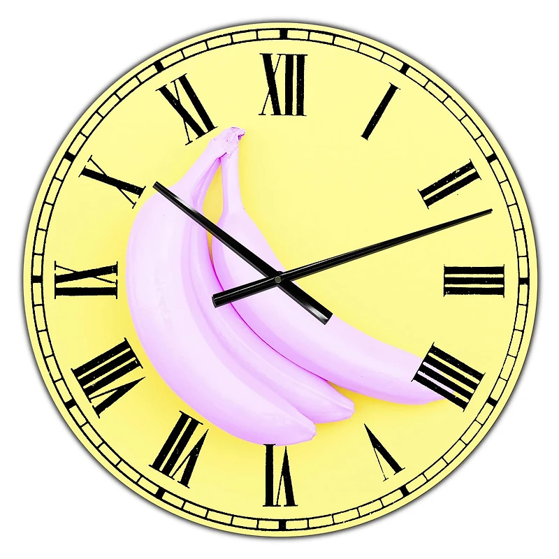 Designart 'Pink Banana Large Modern Wall Clock