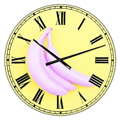 Designart 'Pink Banana Large Modern Wall Clock