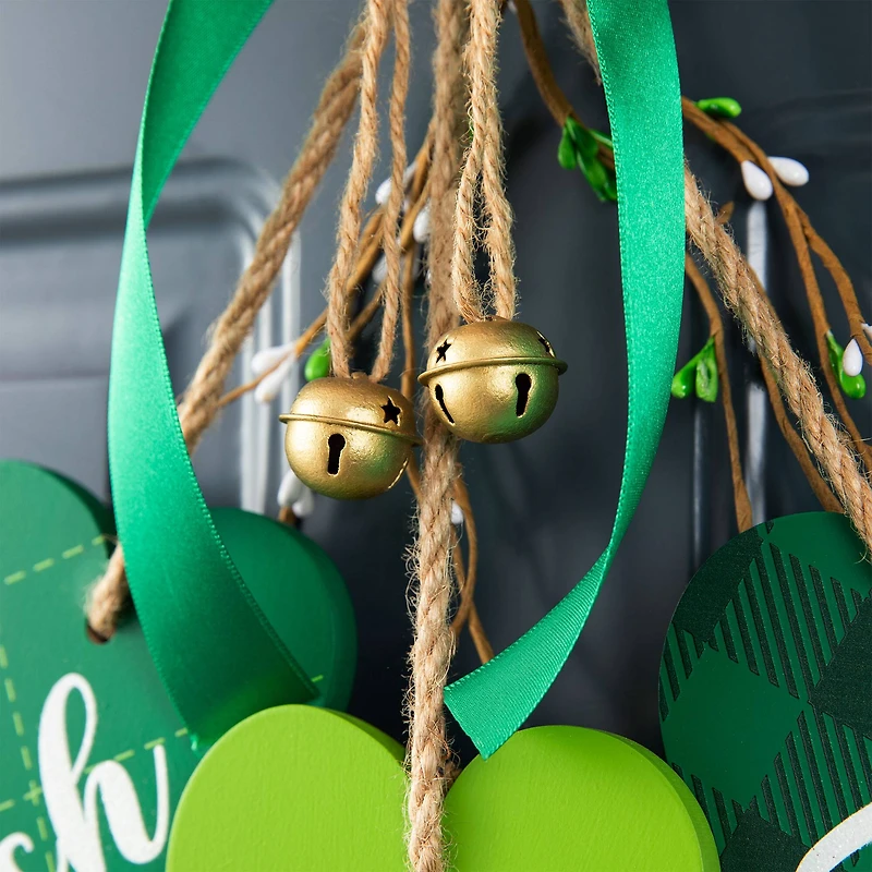 Glitzhome® 18.5" St. Patrick's Wooden Shamrock Door Hanger