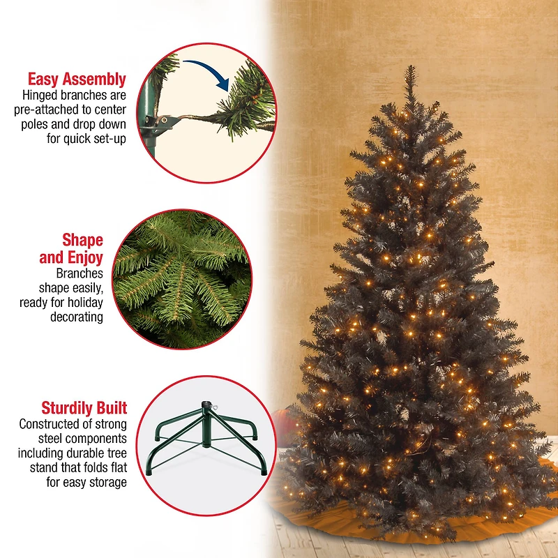 4.5ft. Pre-Lit North Valley® Black Spruce Artificial Christmas Tree, Clear Lights