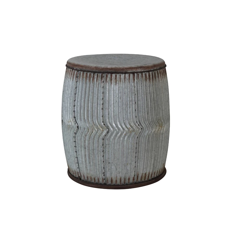 Hello Honey® 17.5" Rustic Round Metal Barrel End Table