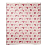 Tri Hearts Coral Fleece Throw Blanket