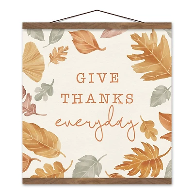 Give Thanks Everyday Teak Hanging Canvas