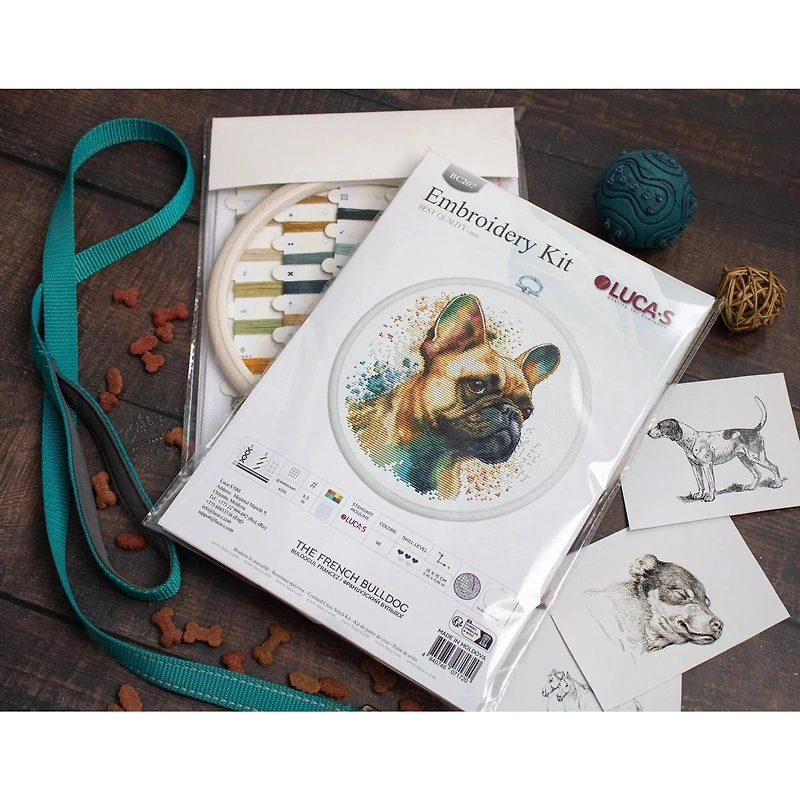 Luca-S French Bulldog Counted Cross Stitch Kit with Display Hoop