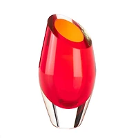 9.5" Red Cut Glass Vase