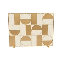 Gold Metal Contemporary Fireplace Screen, 32" x 40" x 6"